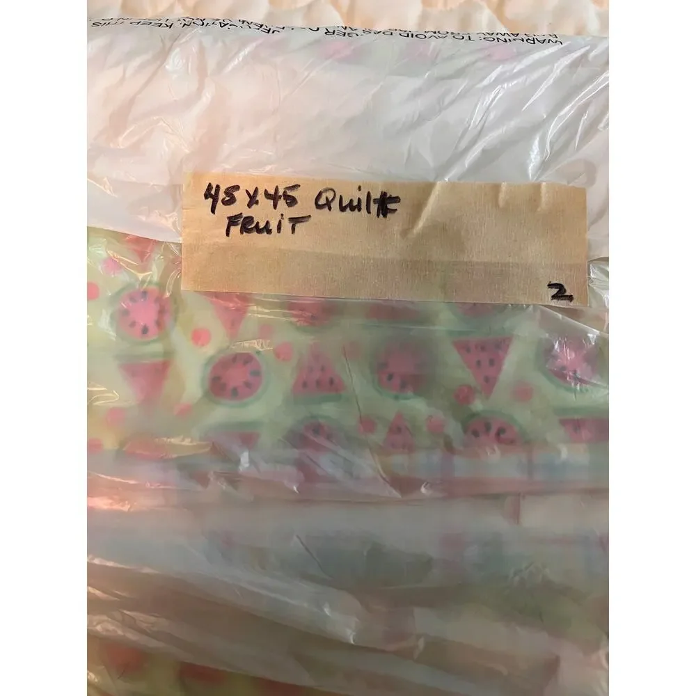 quilt pinwheel block lap couch blanket hand made whimsical fruit print 45
